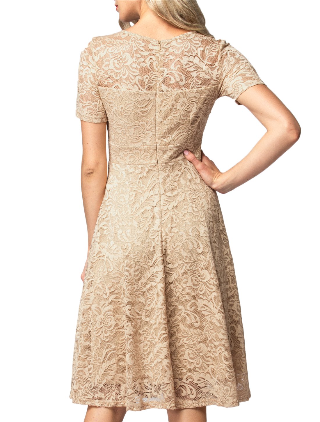 AONOUR Women's Lace Cocktail Dresses Elegant Swing Dress Bridesmaid