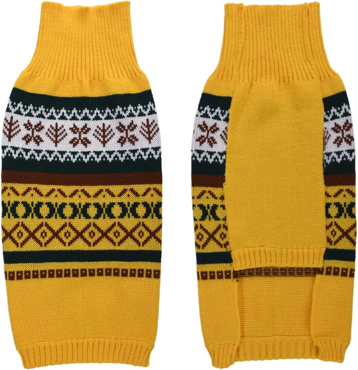 LuzPet Christmas Dog Jumpers Sweaters Coats Outfits Xmas Winter Warm Costumes Jackets Garments Overcoats Shirts for Medium Dogs (Large, Yellow)