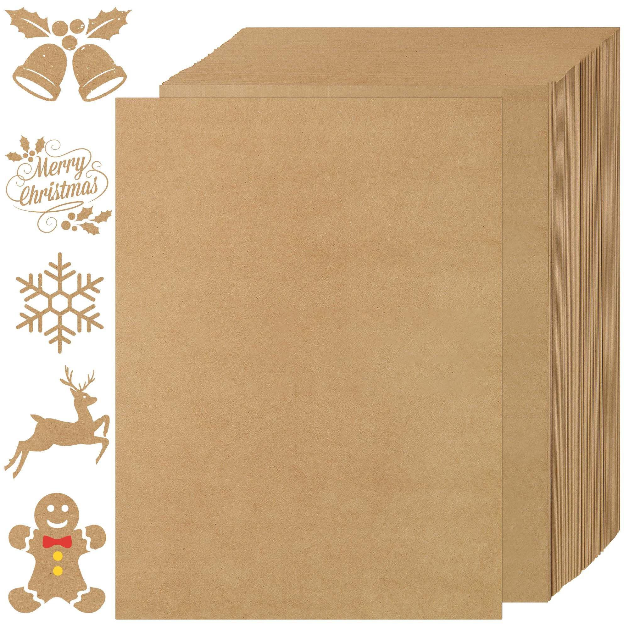 Photo 1 of 120 Sheets Brown Kraft Cardstock - 8.5” x 11” Letter Size Cover Card Stock 230gsm/85lb Heavyweight Paper Thick Paper for Scrapbooking, Crafts, Business Cards, Invitations PAP03KP