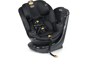 Chicco Fit360 ClearTex Rotating Convertible Car Seat with 360 Degree Rotation for Rear-Facing and Forward-Facing, LeverLock Self-Tensioning Lock System, Obsidian/Black - 1