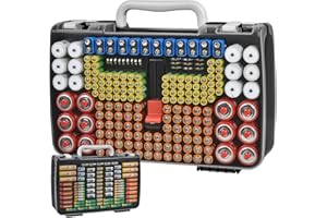 Battery Organizer Storage Holder Case with Double-Sided, Garage Box with Tester Checker. Batteries Container for 269pcs AA AA