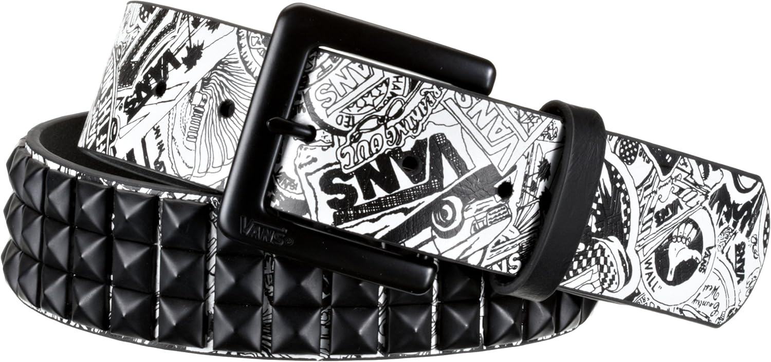 Vans Studded Leather Belt for men white white/black/white SizeMedium