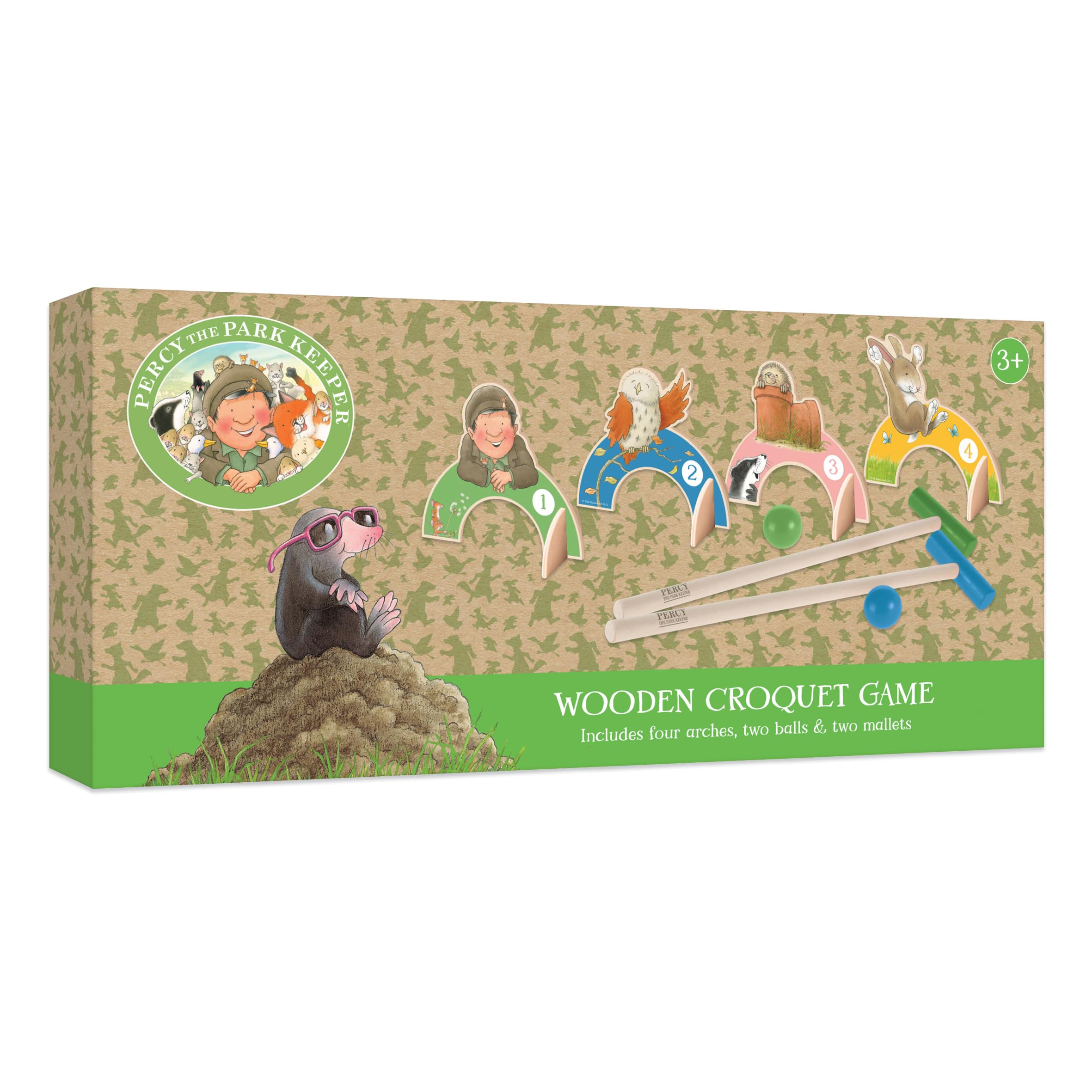 PERCY THE PARK KEEPER Children’s Wooden Croquet Set by Robert Frederick Design - Fun For All The Family