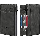 RUNBOX Slim Card Wallet for Men with ID Window – Minimalist RFID Wallet, Pop-Up Function, Ultra Thin Design, Metal Business Card Case Holds 8+ Cards, Gifts for Men, Men's Accessories