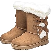 Uoidru Women's Snow Boots Anti-Slip Mid-calf Winter Boots for Womens Faux Fur Lined Winter Suede Snow Boots Womens Comfortable Fashion Boots