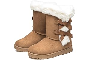 Uoidru Women's Snow Boots Anti-Slip Mid-calf Winter Boots for Womens Faux Fur Lined Winter Suede Snow Boots Womens Comfortable Fashion Boots