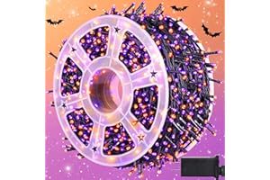 kemooie 500 LED Halloween Lights, 164FT 8 Lighting Modes Plug in Waterproof Fairy Lights for Outdoor Tree Party Garden Balcony Halloween Decorations (Purple and Orange)