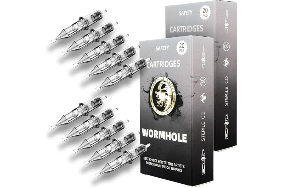 Wormhole Tattoo Cartridge Needles 50pcs Assorted Tattoo Needle Cartridges Round Liner Mixed 3RL 5RL 7RL 9RL 11RL (50pcs #12 Standard RL)