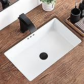 KDKSC 22 Inch Undermount Bathroom Sink Rectangular Undermount Sink White Ceramic Under Counter Bathroom Sinks with Flat Overf
