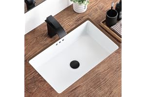 KDKSC 22 Inch Undermount Bathroom Sink Rectangular Undermount Sink White Ceramic Under Counter Bathroom Sinks with Flat Overflow Type (21.8"x 14")