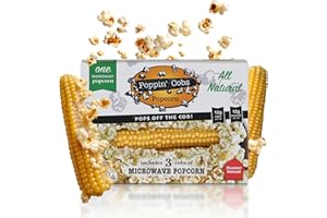 POPPIN' COBS Poppin Cobs Microwave Popcorn on the Cob (3 PK) (Original) Whole Popcorn Kernels, Individually Wrapped Healthy Pop Corn on the Cob with Bags, Gluten Free Fun Snack Perfect for Movie Nights