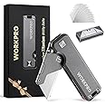WORKPRO Premium Titanium Utility Knife, CNC Unibody, Lightweight Aluminium Handle Folding Box Cutter, Quick Change Blade Razor Knife,Ideal Gifts for Men Women, with 10 Extra Blades