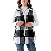Unidear Women’s Flannel Plaid Vest – Sleeveless Button Down Shirt Jacket with Pockets