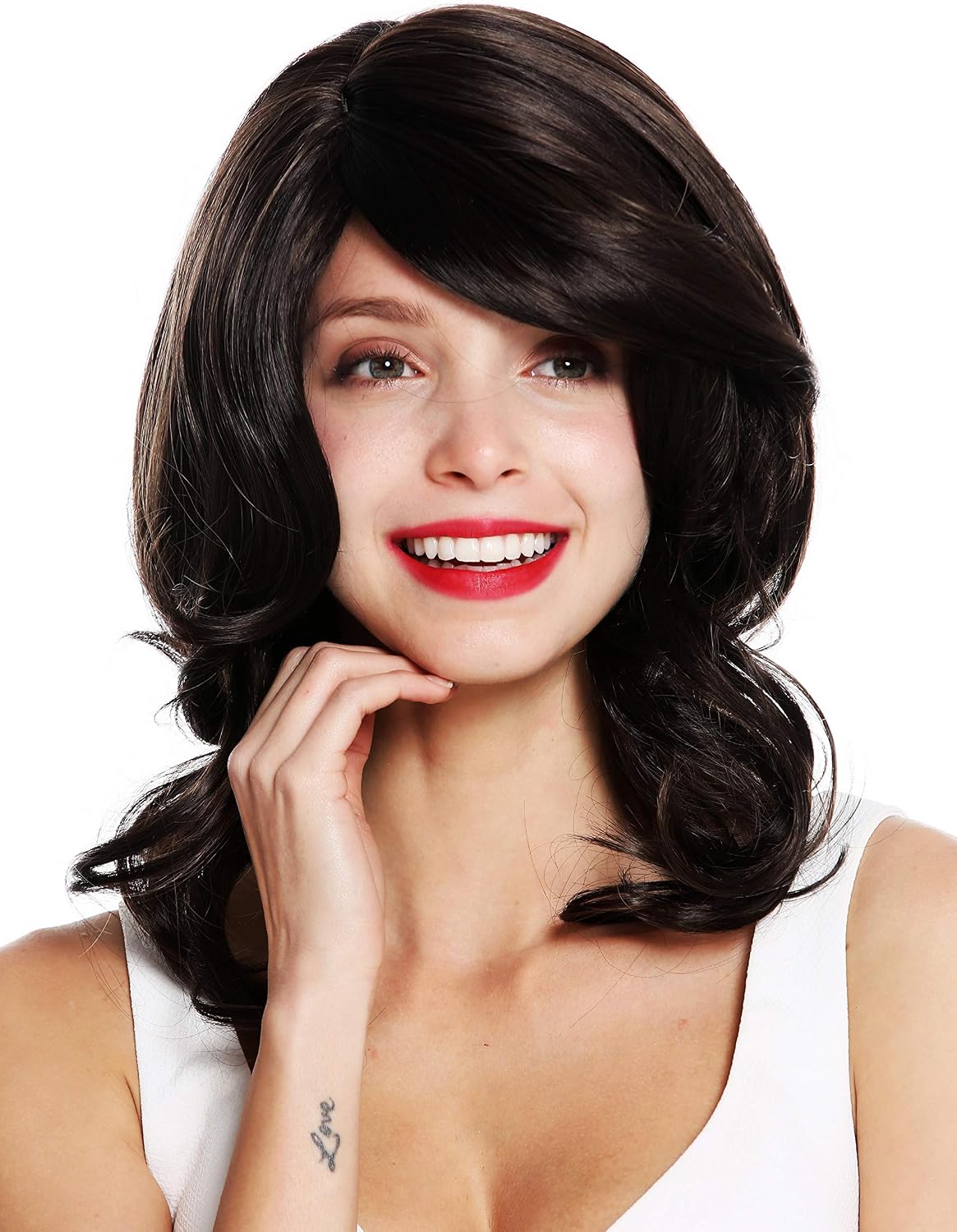 WIG ME UP - VK-44-4/8 quality women's wig long very voluminous wavy waved parting brown mix, Brown mix (4/8), Länge: ca. 60 cm