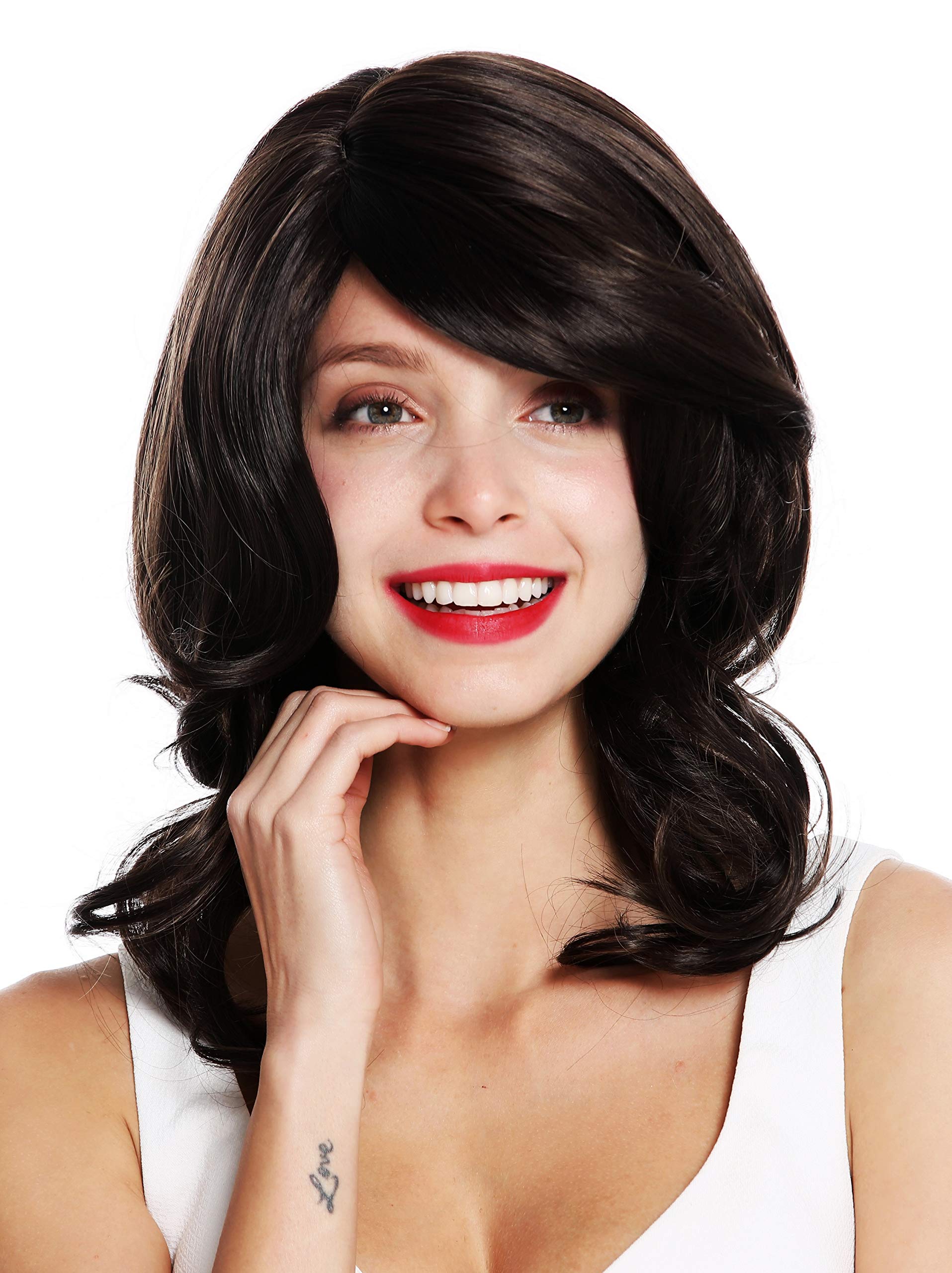 WIG ME UP - VK-44-4/8 quality women's wig long very voluminous wavy waved parting brown mix