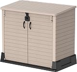 Duramax StoreAway 850L Plastic Garden Shed Outdoor Wheelie Bin Store Taupe