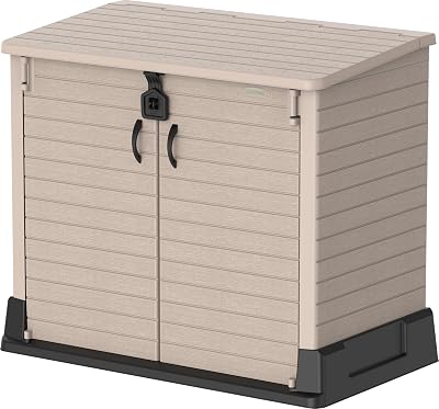 Duramax StoreAway 850L Plastic Garden Shed Outdoor Wheelie Bin Store Taupe