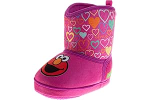 Sesame Street Slippers for Girls and Boys Elmo Cookie Monster Big Bird Abby Slipper Boots Warm Fluffy House Shoes Sizes: 3-4 Infant 5-10 Toddler