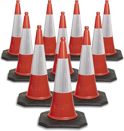 Innovatus Pack of 10 Red Traffic Cones 750mm BSEN13422 ISO 9001