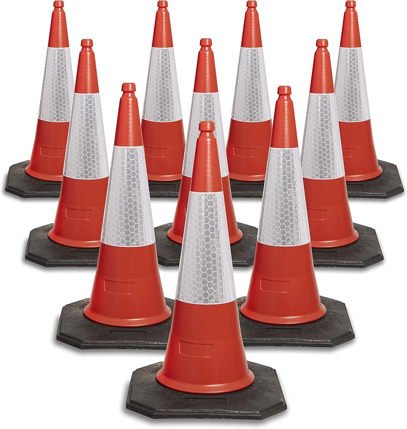 Innovatus Pack of 10 Red Traffic Cones 750mm BSEN13422 ISO 9001