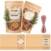 Ztounk 50 Pack Christmas Potpourri Bags, Resealable Kraft Paper Stand-Up Simmer Pot Bags with Clear Window, Instruction Stickers and Name Labels for DIY and Party Favors