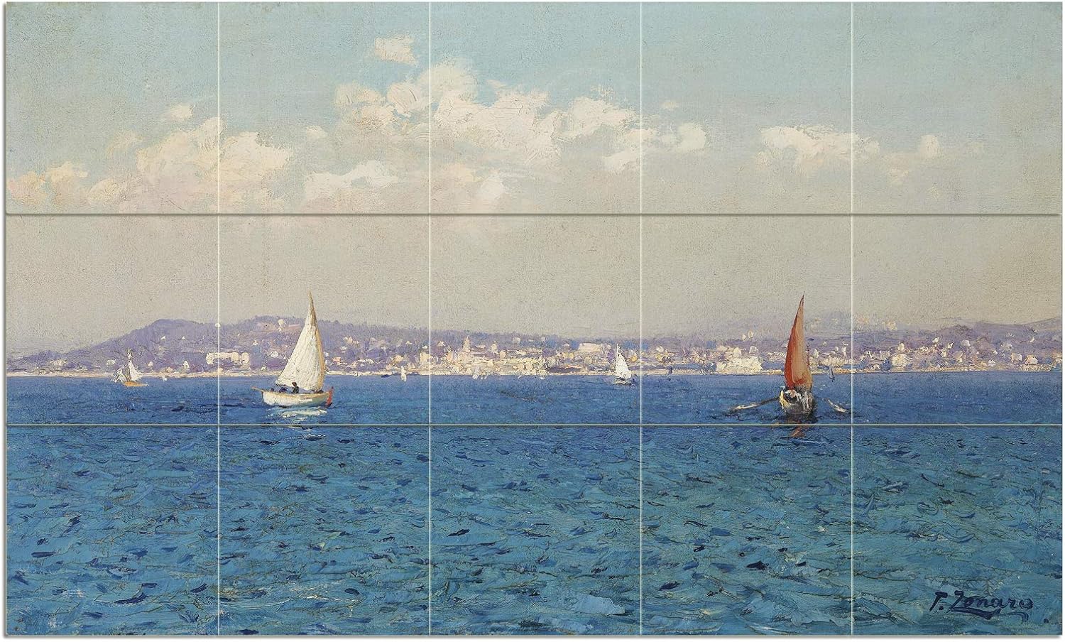 Tile Mural Seascape Yachts F. Zonaro Kitchen Bathroom Backsplash Marble Ceramic - Picture 11 of 21