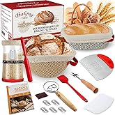 Sourdough Starter Kit,Gift for Bakers Sourdough Bread Baking Supplies,34oz Starter Jar, 2 Cotton Rope Proofing Baskets & More for Sourdough Starter Bread Making Baking Fermentation