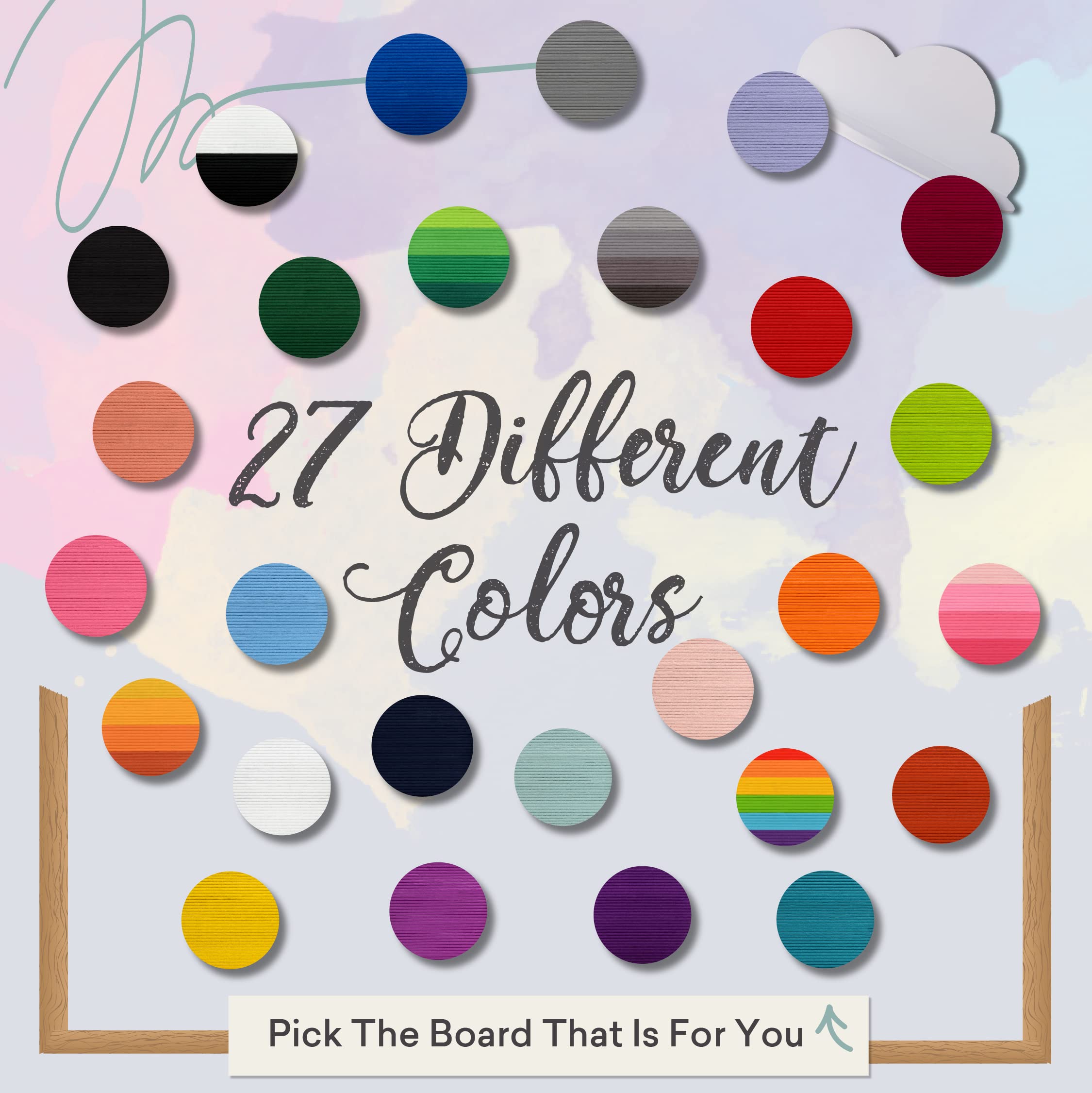 Felt Letter Board, 10x10in Changeable Letter Board with Letters White 300 Piece - Felt Message Board, Oak Frame Wooden Letter Board for Baby Announcements, Milestones, Office Decor & More (Gray)