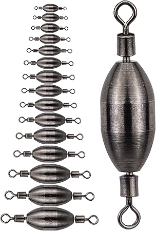 Amazon 釣りシンカーの卵の形釣りおもりのキット 内部スイベル仕掛けが付いている15パックの淡水 海水の銅シンカー 15サイズ 冷たい花 オモリ シンカー
