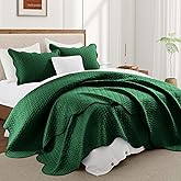 IR Imperial Rooms Queen Quilt Bedding Set Size (90" x 96") + 2 Pillow Shams (20" x 26"+ 2") - 3 Pcs All Season Lightweight Reversible Microfiber Coverlet Embossed Quilt Bedspread (Emerald)