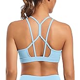 Comper Sports Bras for Women Sexy Criss Cross Back Workouts Bras Light Support Yoga Sport Bra with Removable Pads