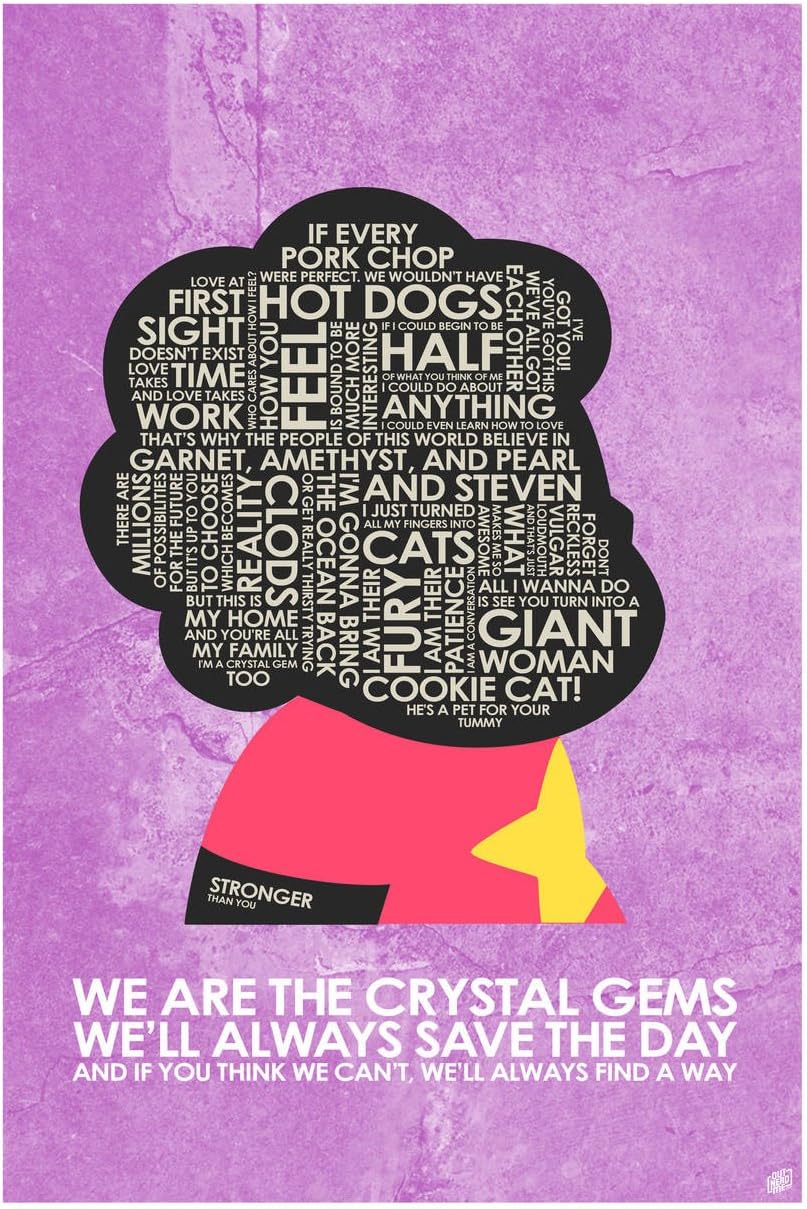 We are The Crystal Gems Giclee Art Print Poster from Typography Drawing by Pop Artist 12" x 18"
