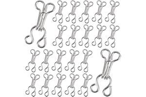 PECMER 100 Set Sewing Hook and Eye, 2# Bra Hooks for Skirt Clothing Bra Hook Replacement Trousers Skirt Dress Sewing-15mm
