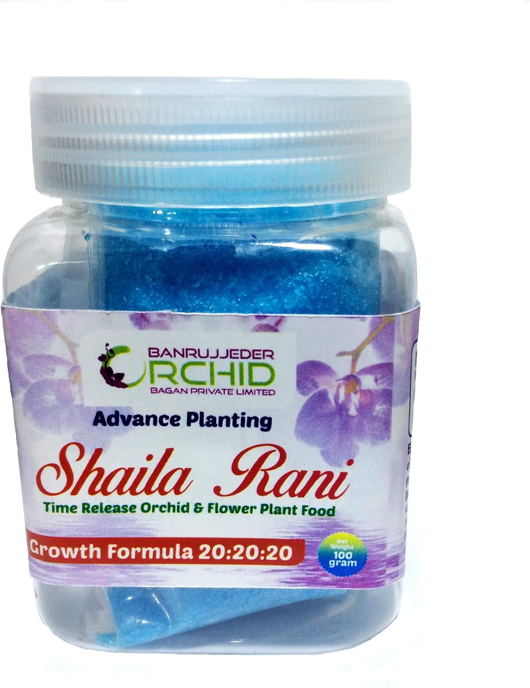 KOO Retails Plant Food '' Shaila Rani'' 100 Grams NPK 20:20:20 for Orchid, Succulent, Folage & Flower Plant Growth