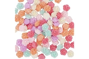 Chenkou Craft Random 100pcs Assorted of Color 11mm Rose Flower Resin Flat Back Flatbacks Loose Beads Kid's Bow DIY Craft (11mm)