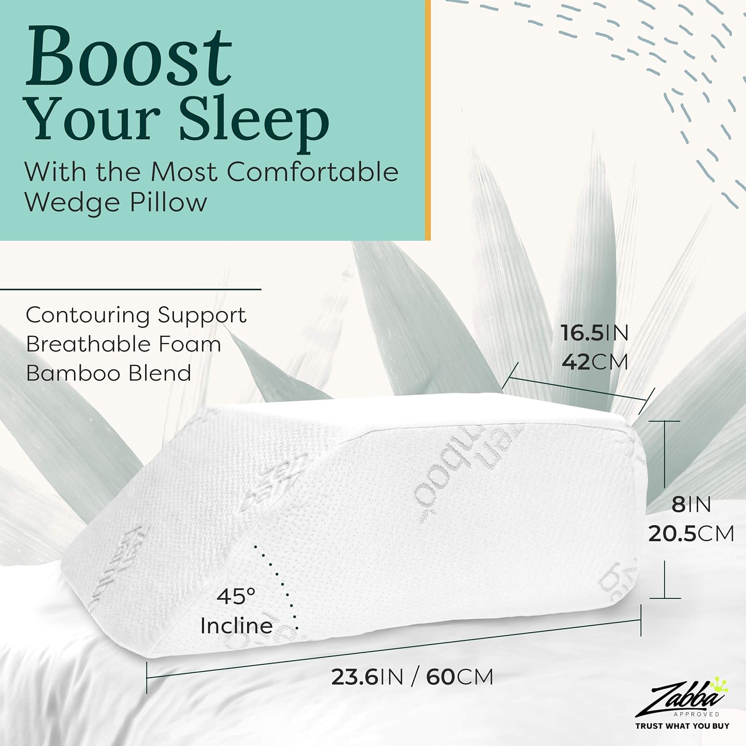 Leg Pillow Wedge for Sleeping - Foam Bed Rest Pillows for Leg & Knee Elevation - Reduces Foot, Hip & Lower Back Pain, Improves Blood Circulation - by Zen Bamboo: Kitchen & Dining