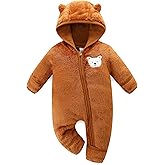 Hikido Baby Fleece Winter Jumpsuit Cute Cartoon Comfy Fluffy Romper for 0-18M