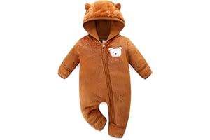 Hikido Baby Fleece Winter Jumpsuit Outfits Cute Cartoon Comfy Snowsuit Fluffy Romper for 0-18M