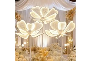 CNCEST 3PCS 23.6" Wedding Flower LED Floor Lamp,50W 110V Creative Flower Wedding Lights 53.5-65.4" Adjustable Height Flowers Romantic Decoration Props for Wedding Party (Warm Light, 3PCS)