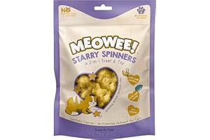 MEOWEE! Starry Spinners Cat Treat, 2.8 Ounce, 2-in-1 Treat & Toy Made with Real Chicken, Chicken Liver & Catnip, Encourages Playfulness & Low Calorie