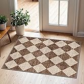 Othilic Front Door Rug - 2x3 Brown Beige Non-Slip Washable Doormat Indoor Outdoor Mat Outside Entrance Entry Rug Checkered Diamond Small Area Rugs for Entryway Bedroom Kitchen Front Porch Decor