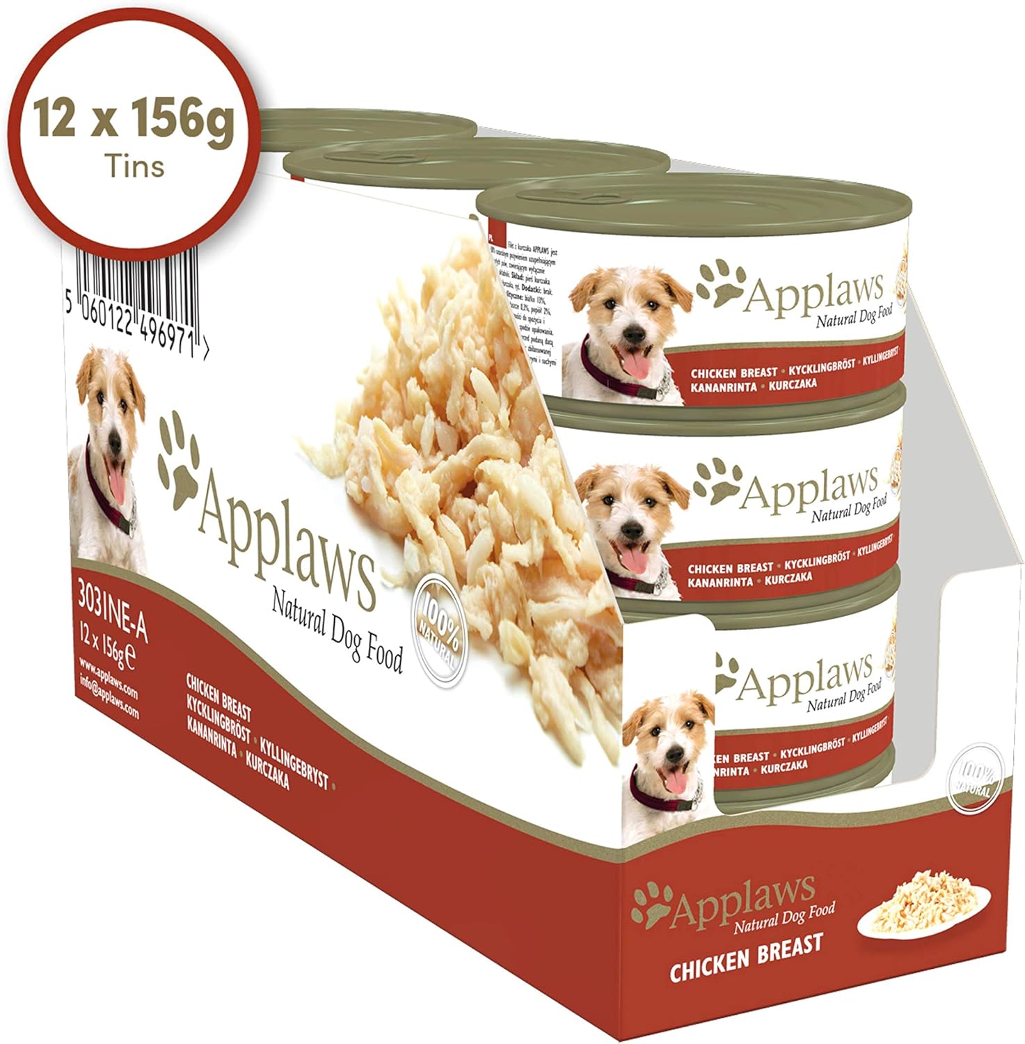 Applaws 100 Percent Natural Wet Dog Food, Chicken Breast in Broth 156 g Tin (Pack of 12), red, 156 g (Pack of 12) - Image 3