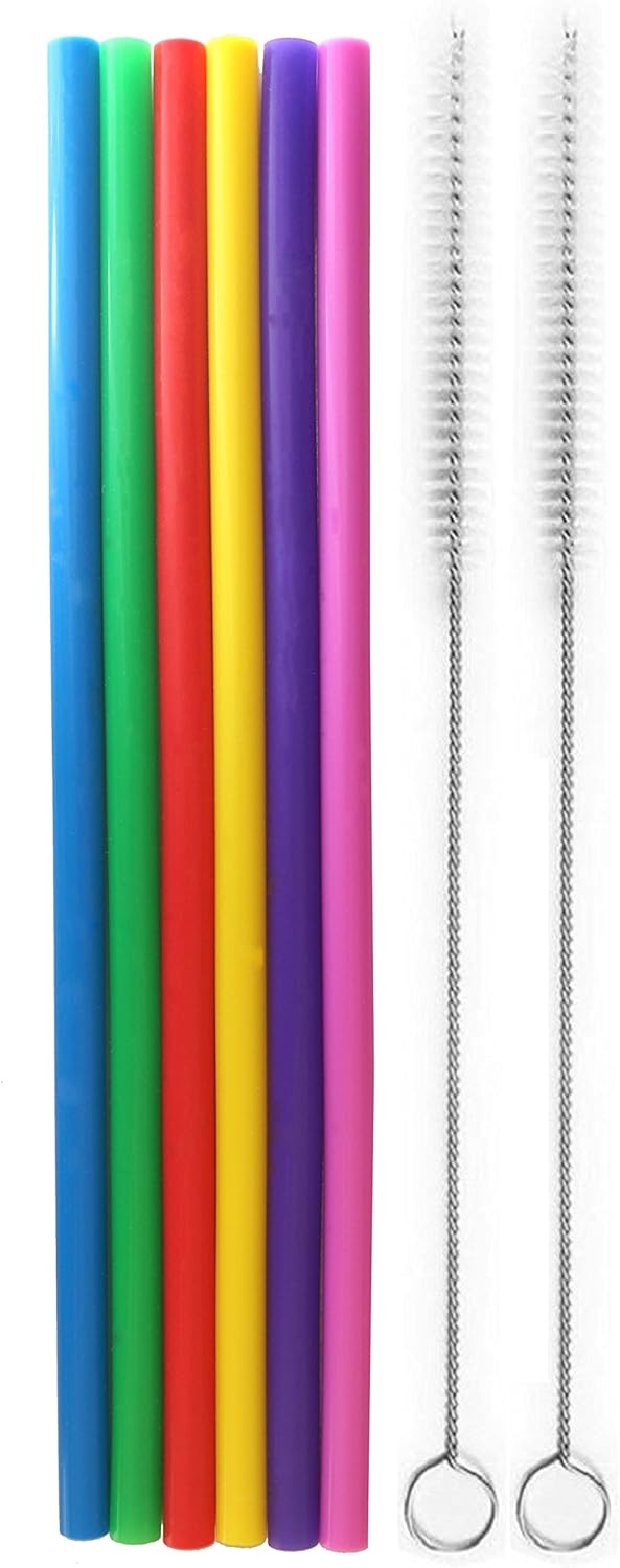 Tegion 12 Inch Extra Long Reusable Silicone Straight Straws for Tall Tumblers 40 Ounce Hydro Flask, 30 YETI/RICT/Ozark Trail/32 Blender Bottle