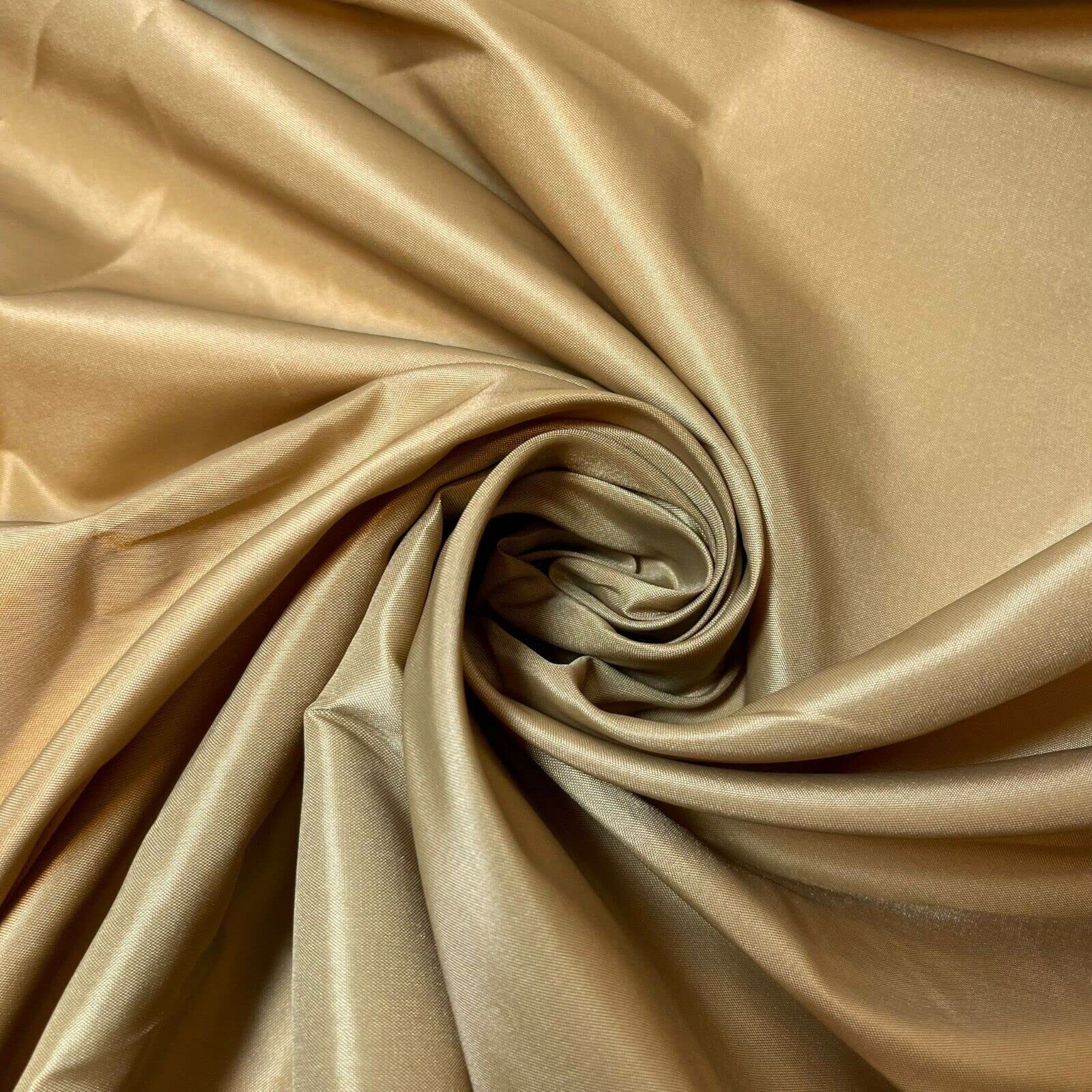 Habotai 100% Polyester Material Anti-Static Lining Fabric 45 Colours 58" (Beige Gold, 2 Meter)