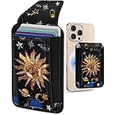 Shorogyt Compatible with Magsafe Wallet for Women - Phone Wallets for Magnetic Card Holder Mag Rfid Sun Space for iPhone 17/16/15/14/13/12 Series Cute with Elastic and Flap Cover, Fit 7 Cards