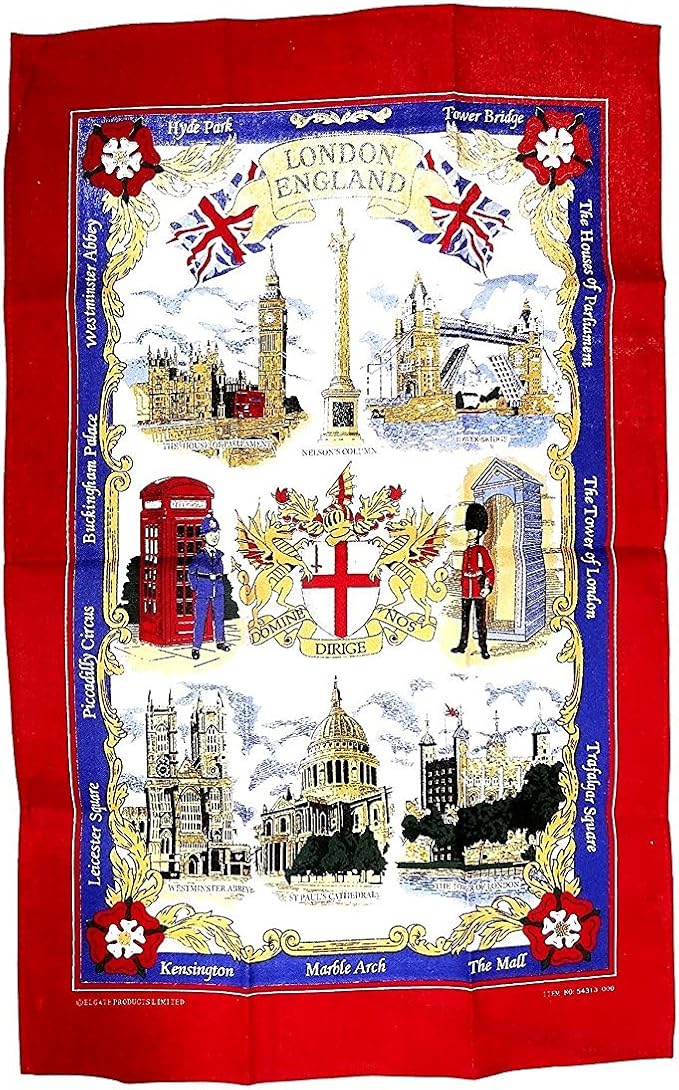 London Souvenir Printed Tea Towel London England Red Amazon.co.uk