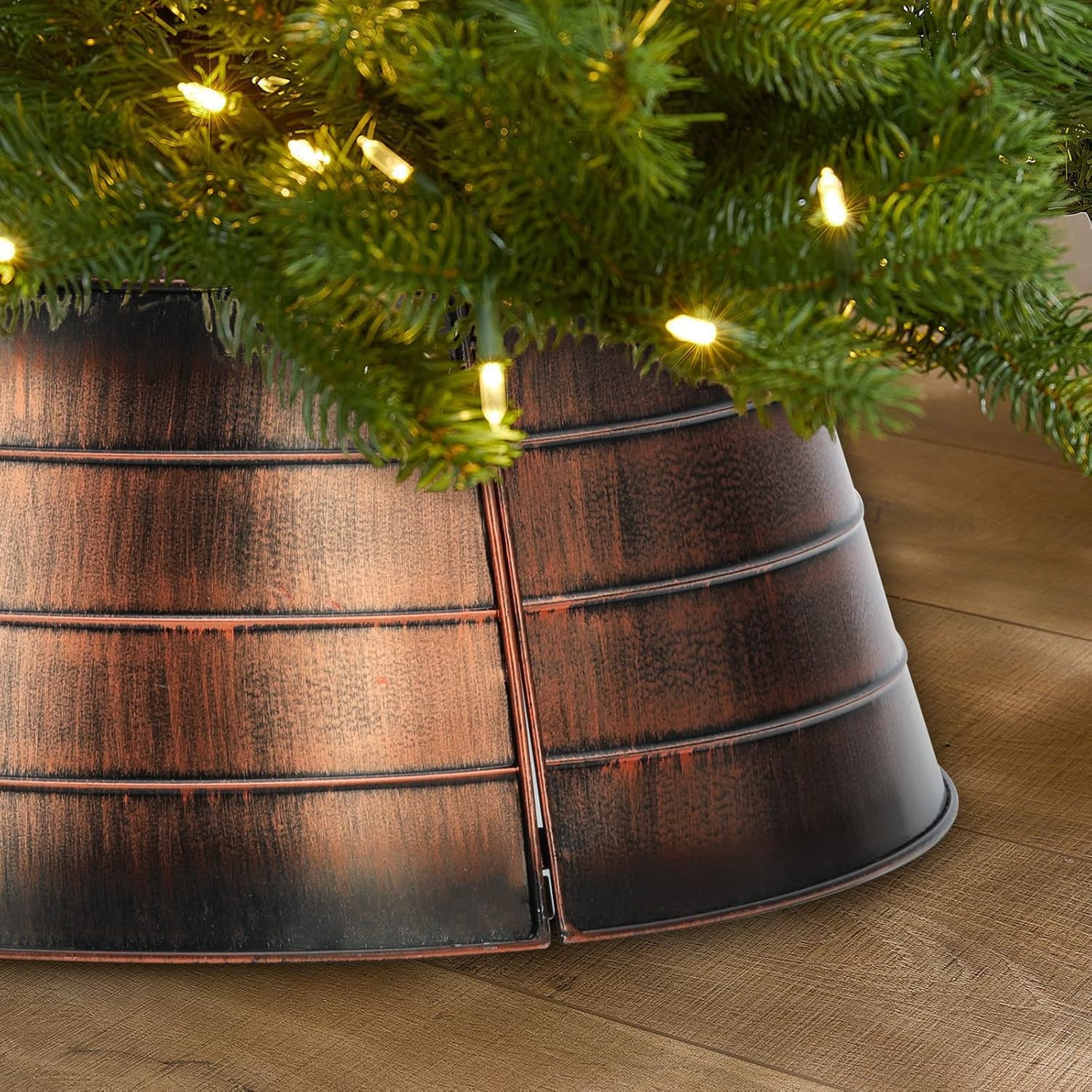 Tree Stands - BAYN Metal Christmas Tree Collar, 23-Inch Diameter Base Cover Decorative Christmas Tree Ring Festive Xmas Artificial Tree Stand Cover for Christmas Decor