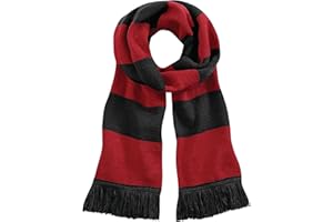 Beechfield Varsity Unisex Winter Scarf (Double Layer Knit) (One Size) (Black / Classic Red)