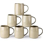 GBhome Large Coffee Mugs Set of 6, 18oz Handmade Ceramic Coffee Mugs Set with Gradient color for Latte/Tea/Beer/Hot Cocoa, Dishwasher & Microwave Safe, Khaki