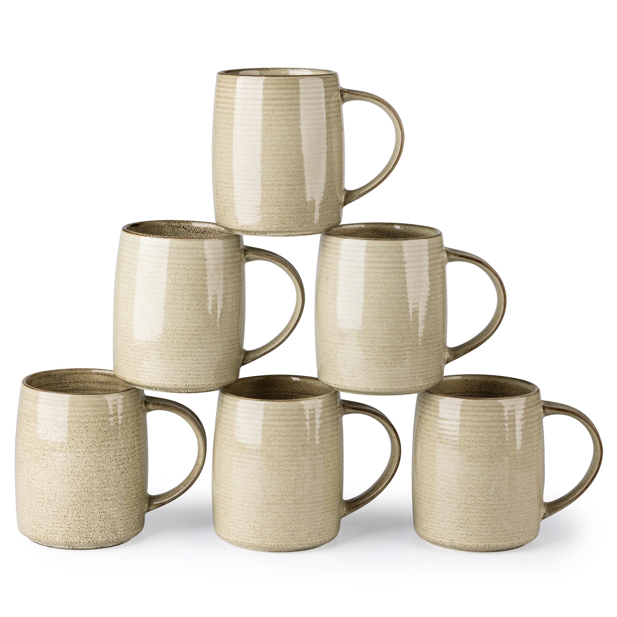 Photo 1 of GBHOME Large Coffee Mugs Set of 6, 18oz Handmade Ceramic Coffee Mugs Set with Gradient color for Latte/Tea/Beer/Hot Cocoa, Dishwasher & Microwave Safe, Khaki